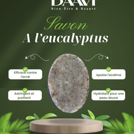 Le Savon a l'eucalyptus Maison Daavi nettoie en profondeur , apaise les irritations , lutte contre l'acné et laisse la peau fraiche , douce et hydratée